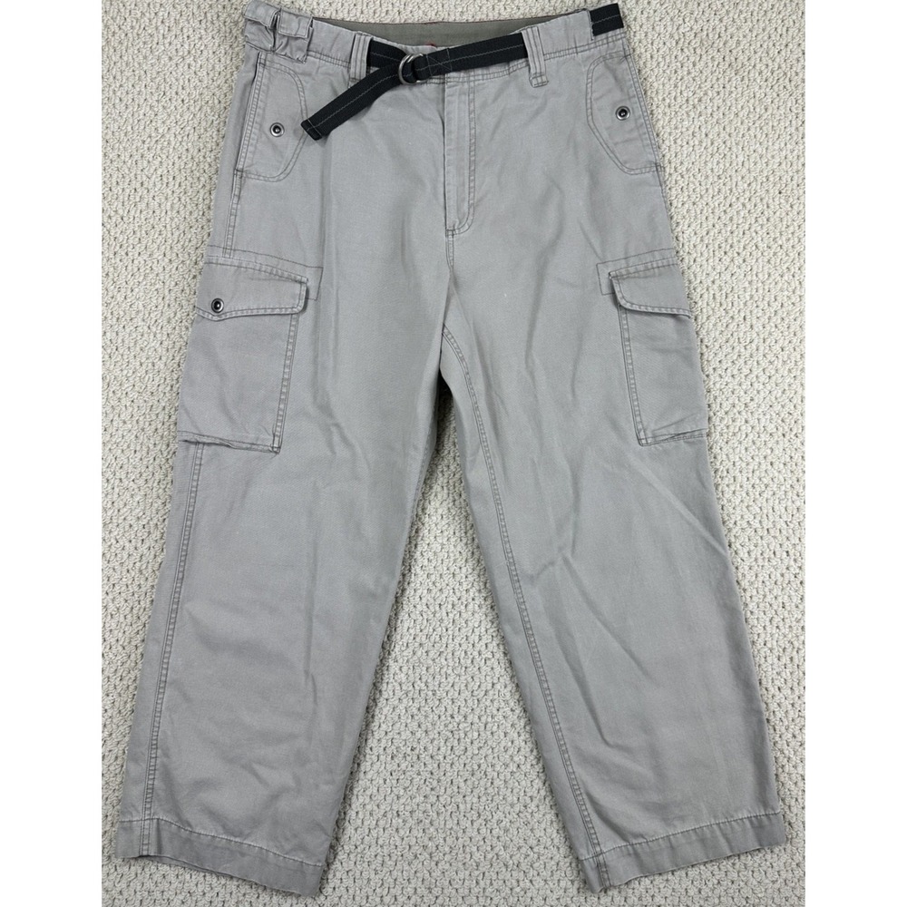 Vtg Old Navy Pants Mens 38x30 Khaki Cargo Baggy Loose Fit Belted Skater Trouser